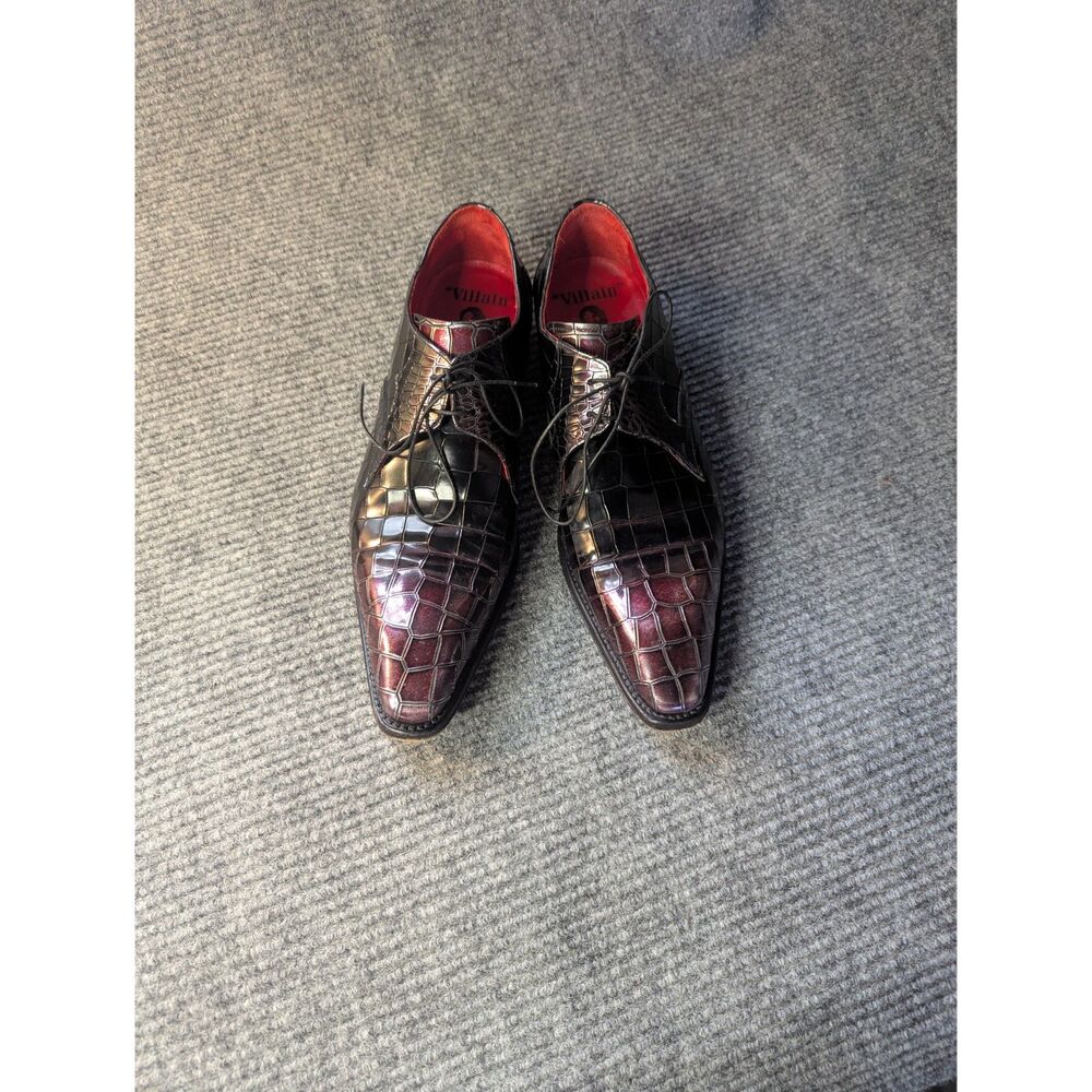 Jeffery West Villain Mens 9 Croc Embossed Ombre Black Purple Dress Shoes Italy